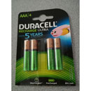 Blister 4 Piles rechargeables DURACELL 750mAh - HR03 - AAA 1.2V